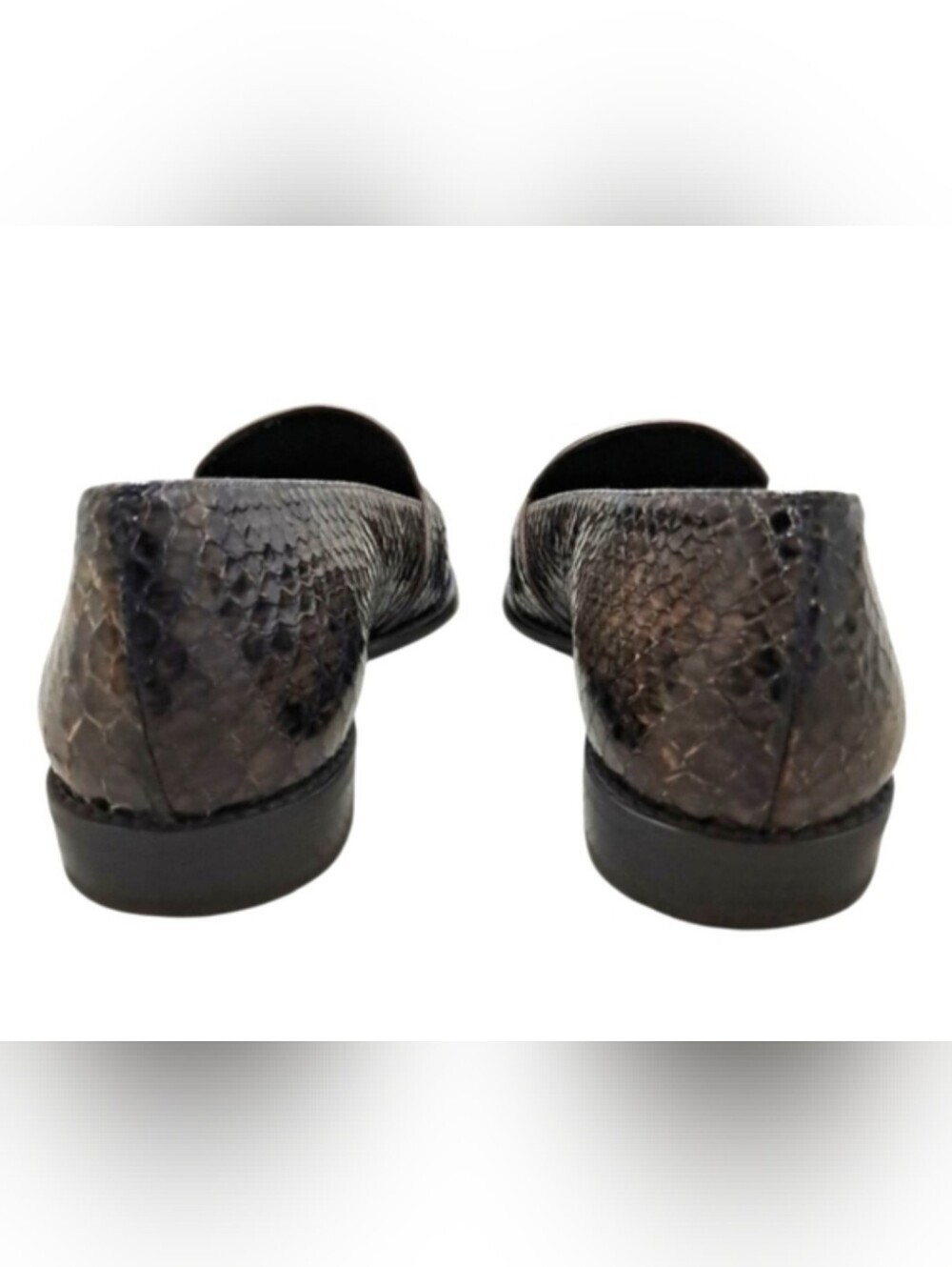 Stuart Weitzman Black and Brown Snakeskin Loafers Womens 9M - Picture 14 of 16